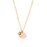 Les Nereides White Pansy and Crystal Thin Necklace
