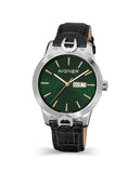 AIGNER Men's Viareggio Green Dial & Black Leather Strap Watch