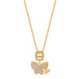 Aigner Necklace Gold Plated A Logo With Butterfly Pendant & Swarovski Crystal
