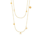 Aigner Necklace With Gold Plated Bon Voyage Layerd & Charms Design