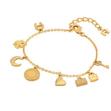 Aigner Bracelet With Gold Plated Bon Voyage & Charms Design