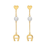 Aigner Erose Gold Plated Bon VoyageÂ With Pearl & A Logo Dangling Design