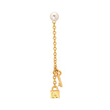 Aigner Erose Gold Plated Bon VoyageÂ / Pearl StudÂ With Lock Charm & Key Charm Design