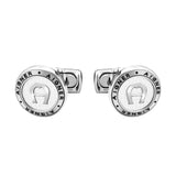 Aigner Cufflink Stainless Steel Checkrd A Logo Mid Aignerner Wrtng Sides