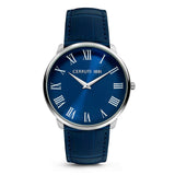 ساعة شيروتي رجالية بهيكل من الستانلس ستيل مع مينا زرقاء وحزام جلدي أزرق