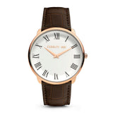 Cerruti Men's Watch Rose Gold Plated Case With White Dial & Brown Leather Strap