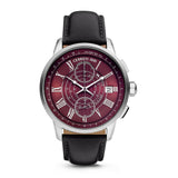 Cerruti Men's Watch Stainless Steel Case / Rose Gold Plated With Black Dial & Black Leather Strap