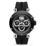 Cerruti Men's Watch Stainless Steel / Gun Metal Case With Black Dial & Black Rubber Strap