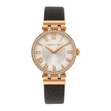 Cerruti Ladies Watch Rose Gold Plated Case With Silver Dial & Black Leather Strap