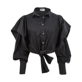 Balossa Women's Black Short Poplin Shirt