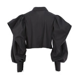 Balossa Women's Black Short Poplin Shirt