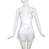 Batista Satin Nightdress 6 Pieces Set White Medium