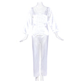 Jeremi Satin Nightdress Set White