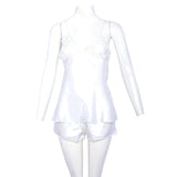 Jeremi Satin Nightdress Set White