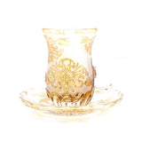 Caesar Crystal Tea Cup And Saucer With Hand Cut Crystal Amber - Blue Salon