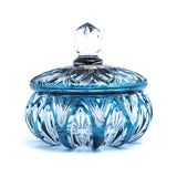 Caesar Crystal Candy Box With Lid In Hand Cut Azure - Blue Salon