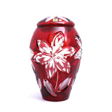 Caesar Crystal Jar With Lid In Flower Cut Red - Blue Salon