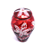 Caesar Crystal Jar With Lid In Flower Cut Red - Blue Salon