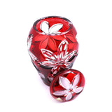 Caesar Crystal Jar With Lid In Flower Cut Red - Blue Salon