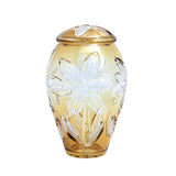 Caesar Crystal Jar With Lid In Flower Cut Amber - Blue Salon