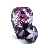 Caesar Crystal Jar With Lid In Flower Cut Purple - Blue Salon