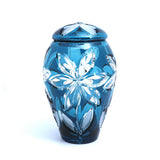 Caesar Crystal Jar With Lid In Flower Cut Azure - Blue Salon
