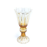 Caesar Crystal Footed Vase Amber - Blue Salon