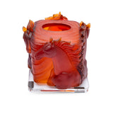 Cristal De Paris Towel Box Horses Amber, 15x15x15 Cm