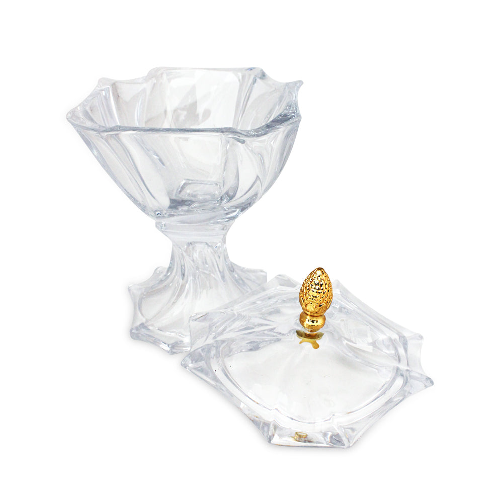 Cristal De Paris Neptune Footed Candybox Gold Button 26X18 cm