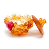 Cristal De Paris Candybox The Single Rose Amber & Red Flower. H 15. 12 Cm