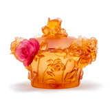 Cristal De Paris Candybox The Single Rose Amber & Red Flower. H 15. 12 Cm