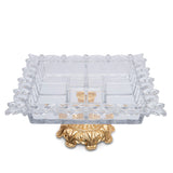 Cristal De Paris Pickle Dish 5 Parts On Gold Metal Base 35x35x11 Cm