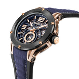 Cerruti 1881 Velletri Men  Blue And Rose Gold And Black Watch