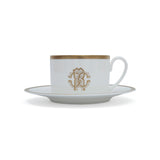 Roberto Cavalli Silk Gold Luxury box Set 2 Pcs. Tea Cup & Saucer - 8.6 x H 5.9 Cm Cap.22 Cl. - S.15.5 Cm