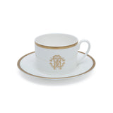 Roberto Cavalli Silk Gold Luxury box Set 2 Pcs. Tea Cup & Saucer - 8.6 x H 5.9 Cm Cap.22 Cl. - S.15.5 Cm