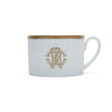Roberto Cavalli Silk Gold Luxury box Set 2 Pcs. Tea Cup & Saucer - 8.6 x H 5.9 Cm Cap.22 Cl. - S.15.5 Cm