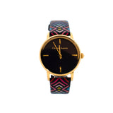 Christian Lacroix Gold Plated With Print Leather Strap - Blue Salon