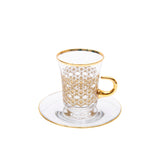 Decorium Mrc 12 Pcs Tea Set, Saucer  With Gold Rim