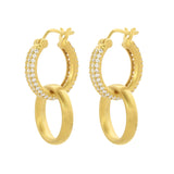 Dean Davidson Signature Drop Hoop Pave  Earrings White Topaz/Gold