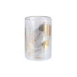 Decoration One  Glass DBL 150cc Feathers Gold Set of 4