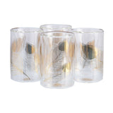 Decoration One  Glass DBL 150cc Feathers Gold Set of 4