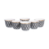 Decoration One New Bone 90cc Arabic Cup Motif Set of 6