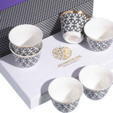 Decoration One New Bone 90cc Arabic Cup Motif Set of 6