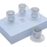 Decoration One  Glass DBL 150cc Motif With Handle Set of 4