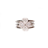 Digo Ring 18 Carat White Gold Brilliant & Pear Shape Cut Diamonds Size 6