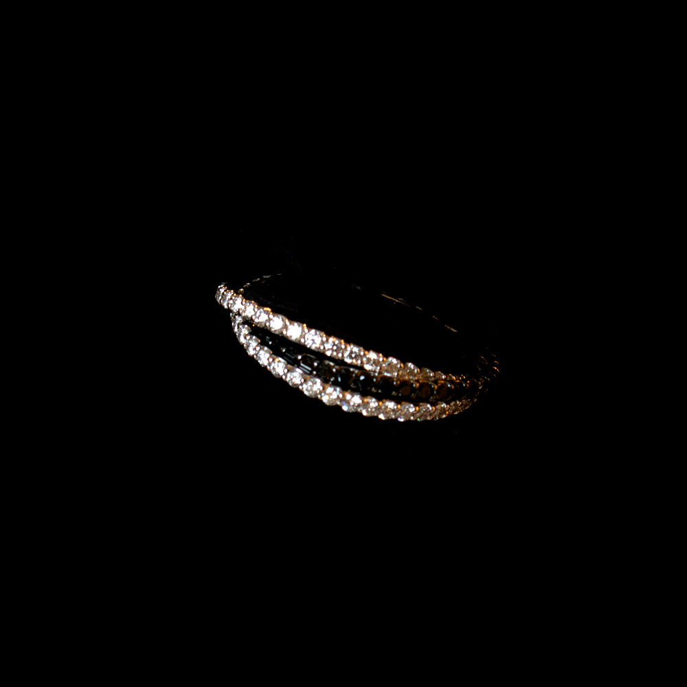 Digo Ring 18 Carat White Gold Brilliant Cut Black Diamonds, Brilliant Cut Diamonds Vs Size 6.5