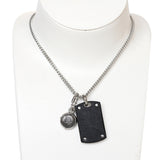 Diesel Men's Necklace With Black Leather & SilverÂ Plated Pendant