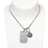 Diesel Men's Necklace With Black Leather & SilverÂ Plated Pendant