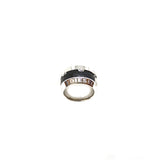 Diesel Men's Ring Stainless Steel With Black Leather In The Middle Size 8