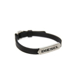 Diesel Men's Bracelet Base MetalÂ WithÂ Black LeatherÂ & Brand Name